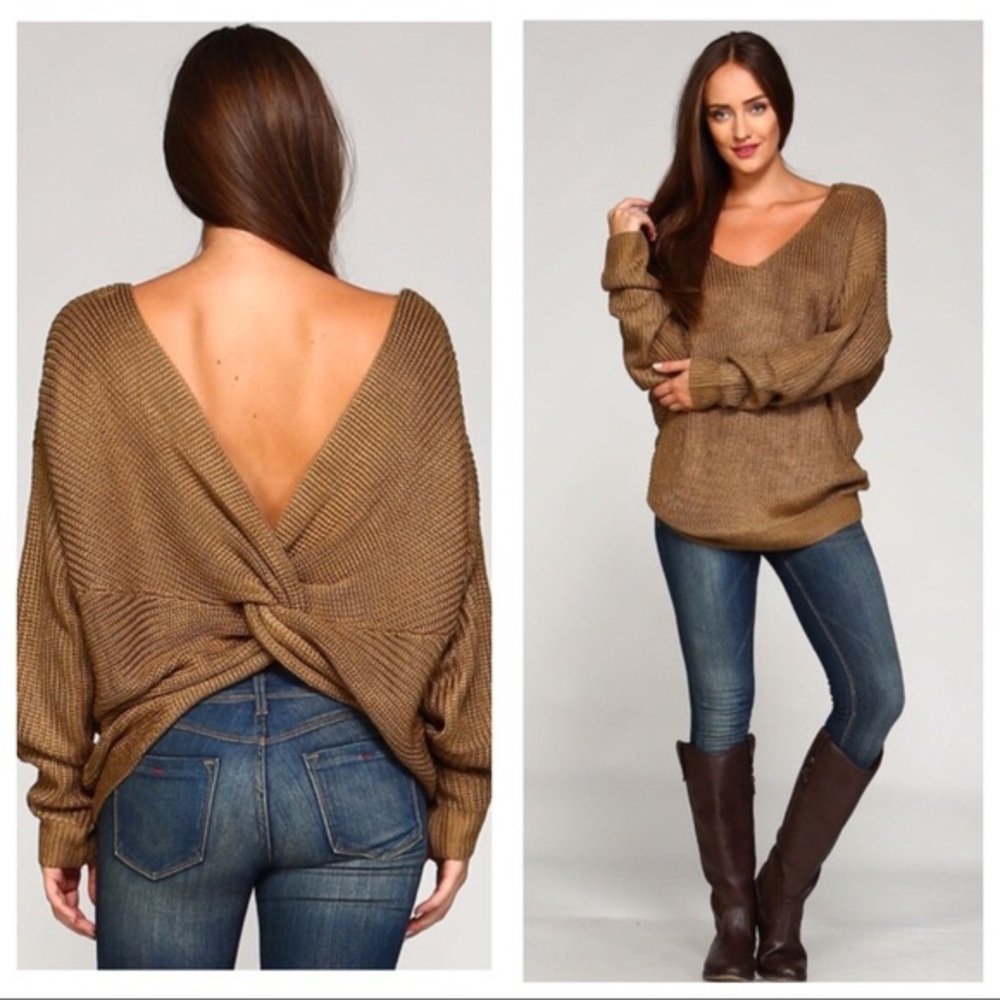 Camel twist sweater